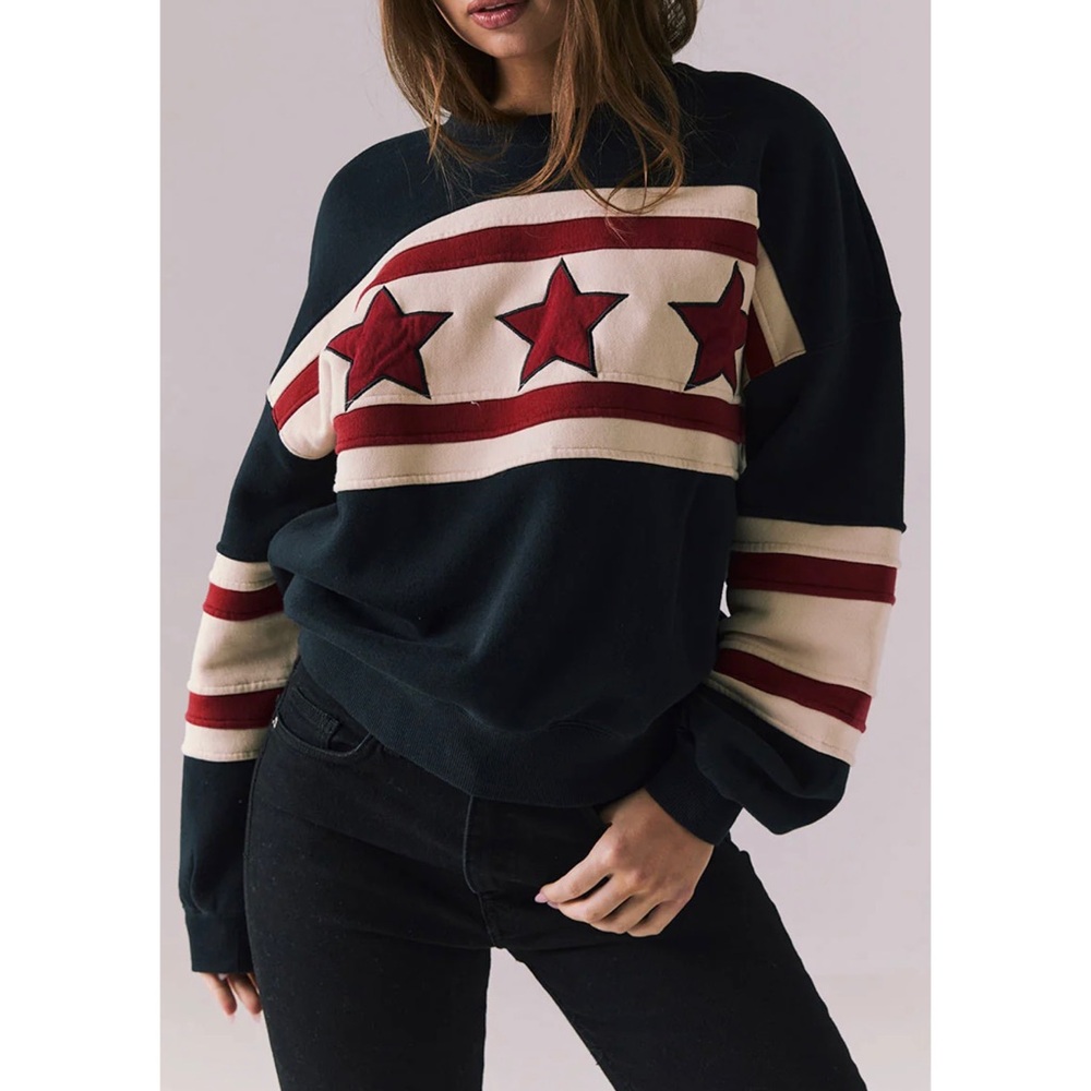 Chaser Allstar Colorblock Pullover Embroidered Varsity Style Preppy Sporty L